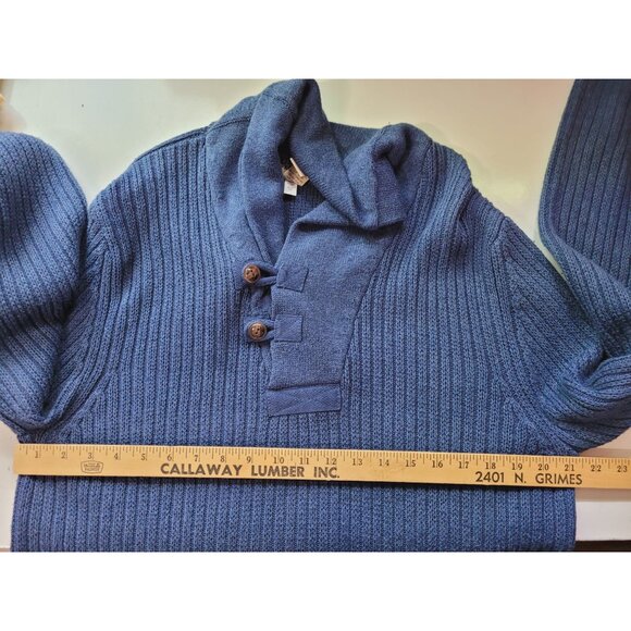 Duluth Trading Co Men's Brigadier Shawl Collar Sweater L Tall Blue Preppy - Picture 10 of 15